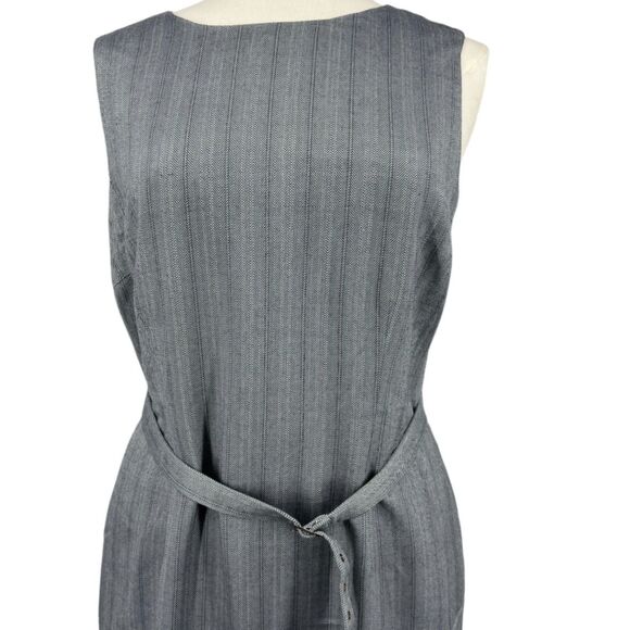 Due per Due dress sz 12 gray sleeveless belted casual business striped womens - Picture 8 of 8